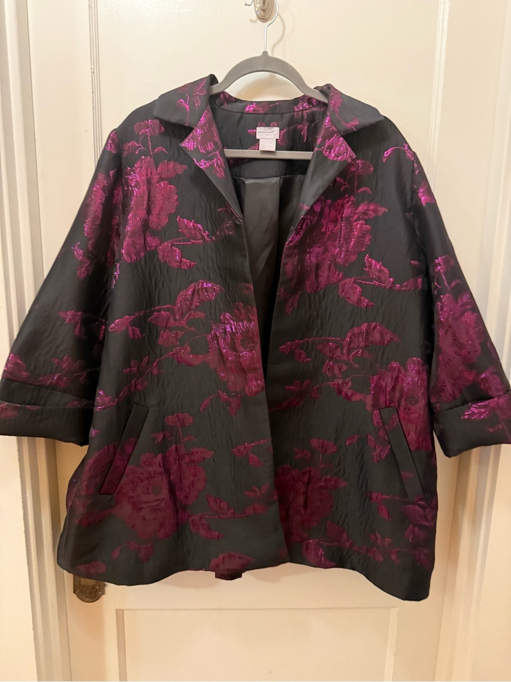 Chico's  Purple suits A-Line Topper Travelers Collection Jacquard